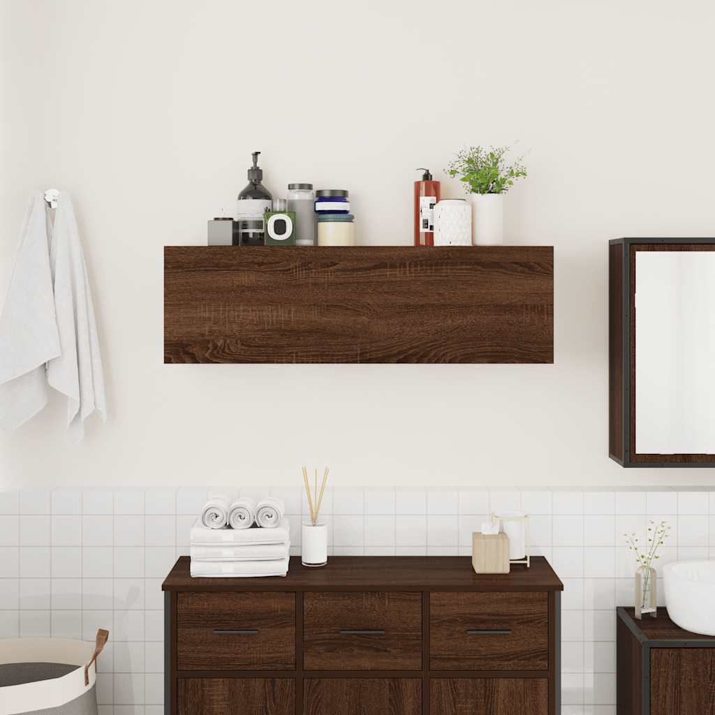 vidaXL Dulap perete de baie, stejar maro, 100x25x30 cm, lemn prelucrat