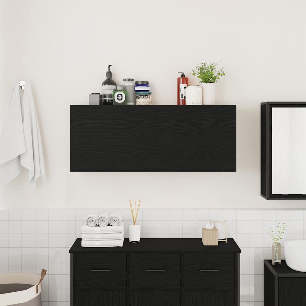 vidaXL Dulap de perete de baie, negru, 100x25x40 cm, lemn prelucrat vidaXL Dulap de perete de baie, negru, 100x25x40 cm, lemn prelucrat