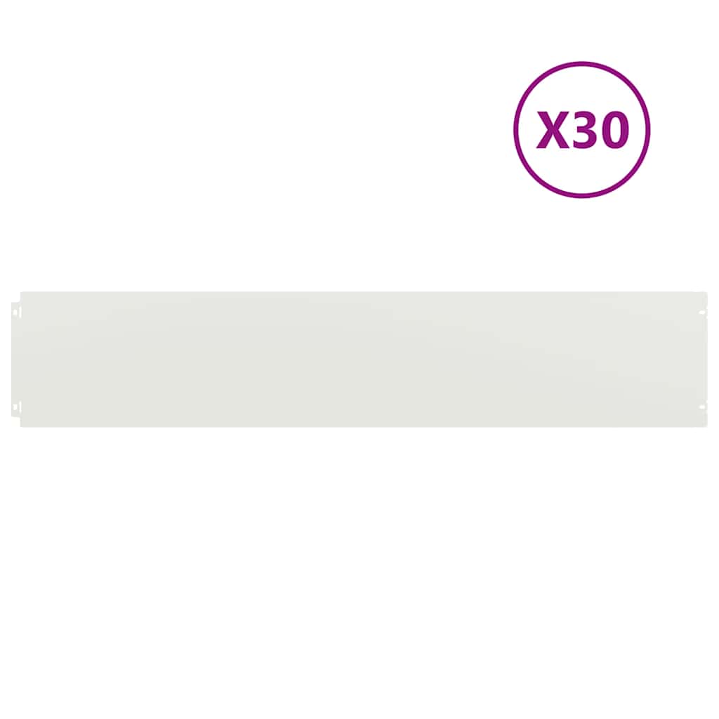 vidaXL Borduri de gazon 30 buc Alb 20x103 cm Oțel laminat la rece