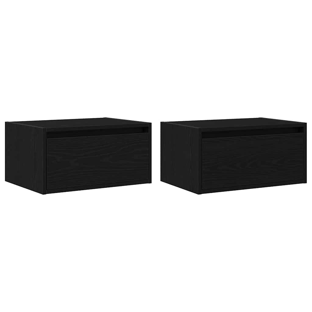 vidaXL Noptiere montate pe perete cu lumini LED 2 buc Stejar negru vidaXL Noptiere montate pe perete cu lumini LED 2 buc Stejar negru
