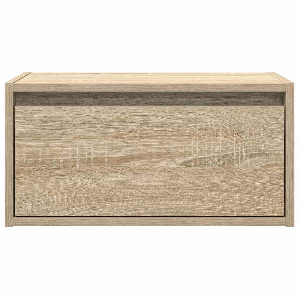 vidaXL Noptiere montate pe perete cu lumini LED, 2 buc., stejar sonoma vidaXL Noptiere montate pe perete cu lumini LED, 2 buc., stejar sonoma