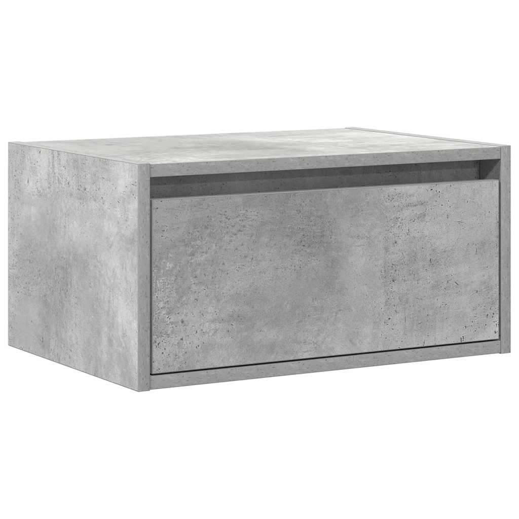 vidaXL Noptieră montată pe perete cu lumini LED, gri beton vidaXL Noptieră montată pe perete cu lumini LED, gri beton