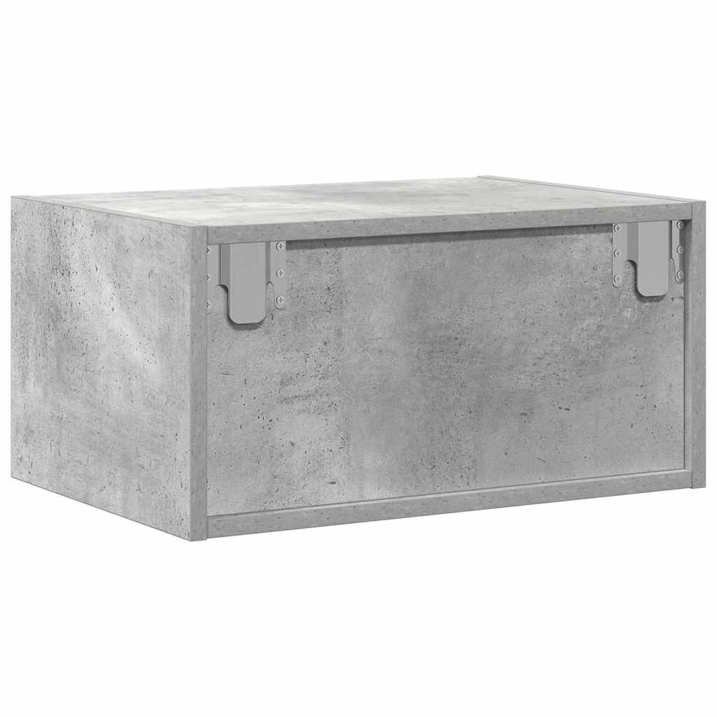 vidaXL Noptieră montată pe perete cu lumini LED, gri beton vidaXL Noptieră montată pe perete cu lumini LED, gri beton