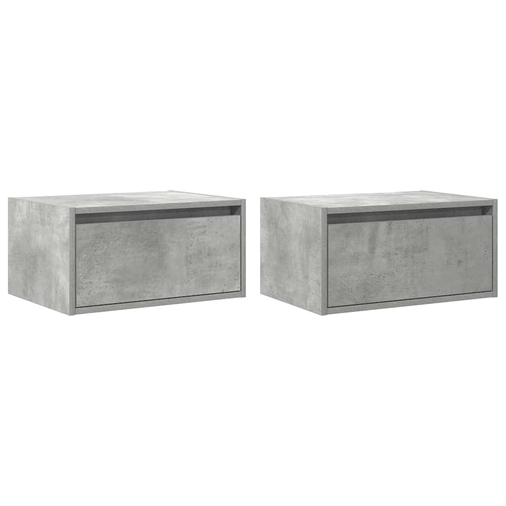 vidaXL Noptiere montate pe perete cu lumini LED, 2 buc., gri beton vidaXL Noptiere montate pe perete cu lumini LED, 2 buc., gri beton