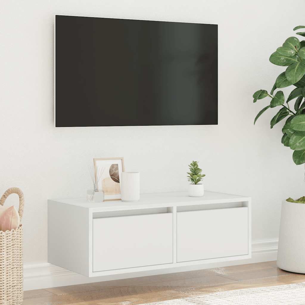 vidaXL Dulap TV cu lumini LED alb 75x35,5x25 cm vidaXL Dulap TV cu lumini LED alb 75x35,5x25 cm