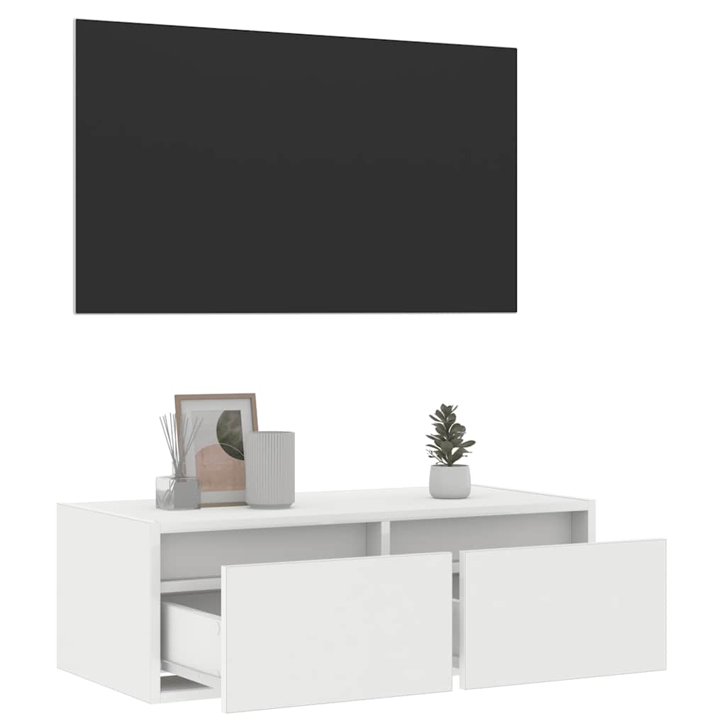 vidaXL Dulap TV cu lumini LED alb 75x35,5x25 cm vidaXL Dulap TV cu lumini LED alb 75x35,5x25 cm