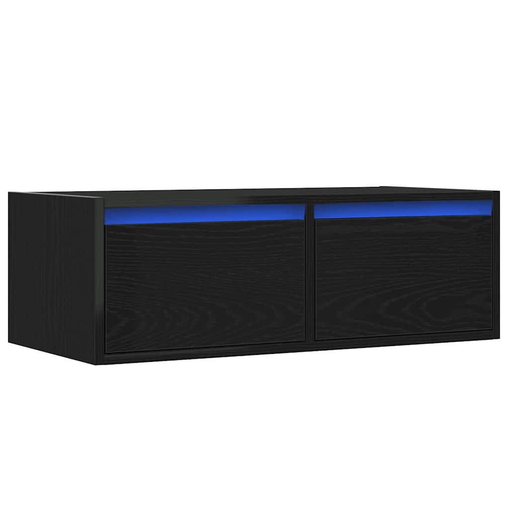 vidaXL Dulap TV cu lumini LED Stejar negru 75x35,5x25 cm vidaXL Dulap TV cu lumini LED Stejar negru 75x35,5x25 cm