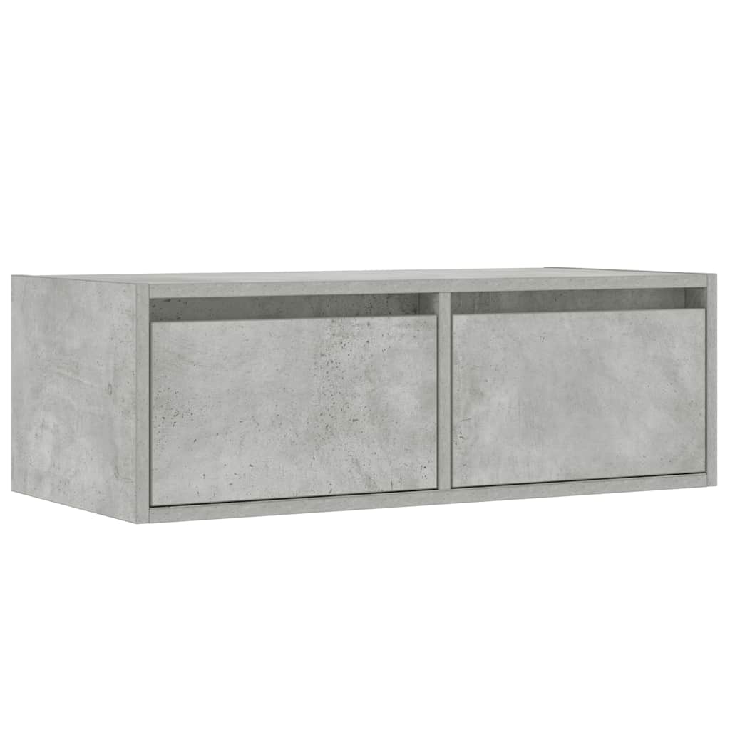 vidaXL Comodă TV cu lumini LED, gri beton, 75x35,5x25 cm vidaXL Comodă TV cu lumini LED, gri beton, 75x35,5x25 cm