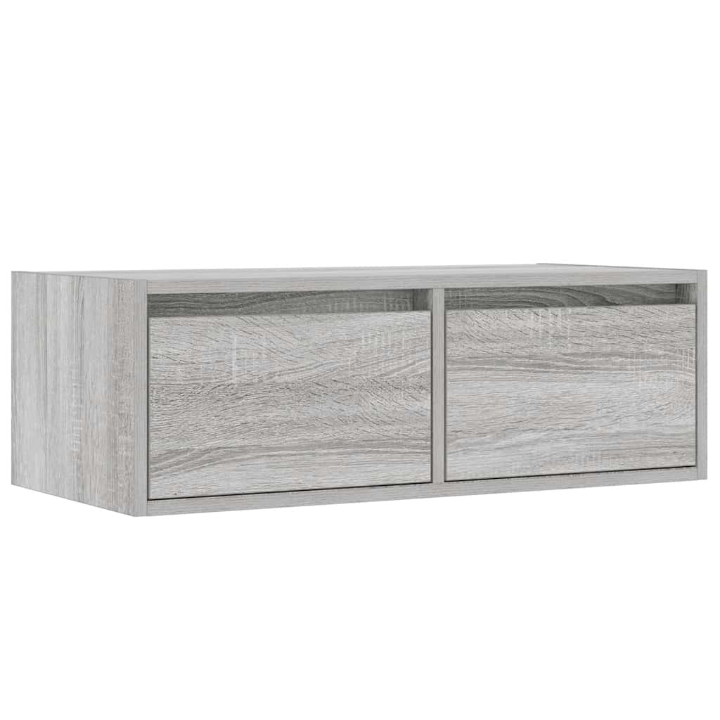 vidaXL Comodă TV cu lumini LED, gri sonoma, 75x35,5x25 cm