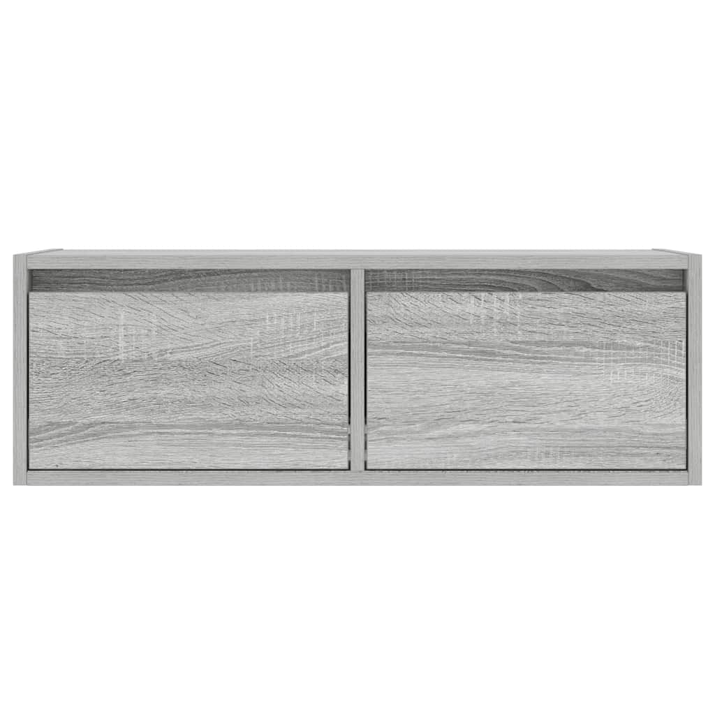 vidaXL Comodă TV cu lumini LED, gri sonoma, 75x35,5x25 cm
