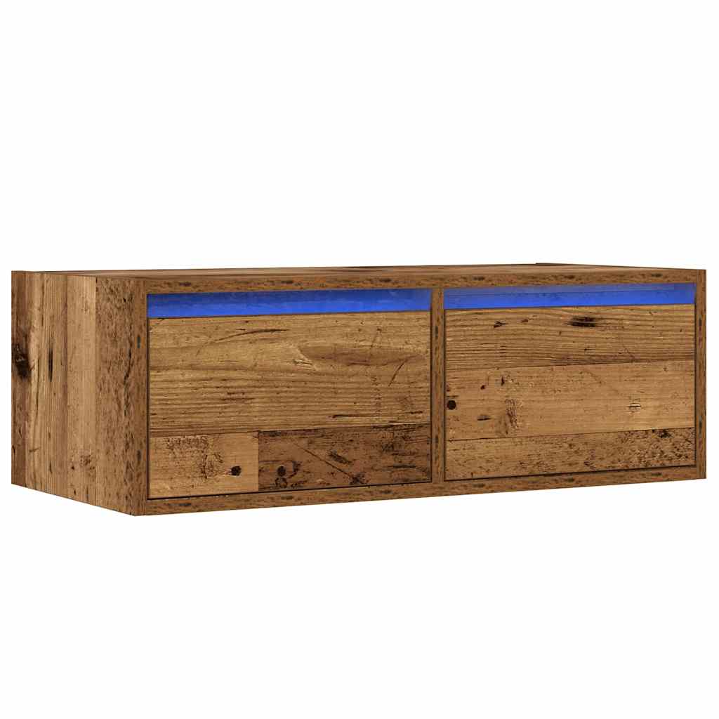 vidaXL Comodă TV cu lumini LED, lemn vechi, 75x35,5x25 cm vidaXL Comodă TV cu lumini LED, lemn vechi, 75x35,5x25 cm