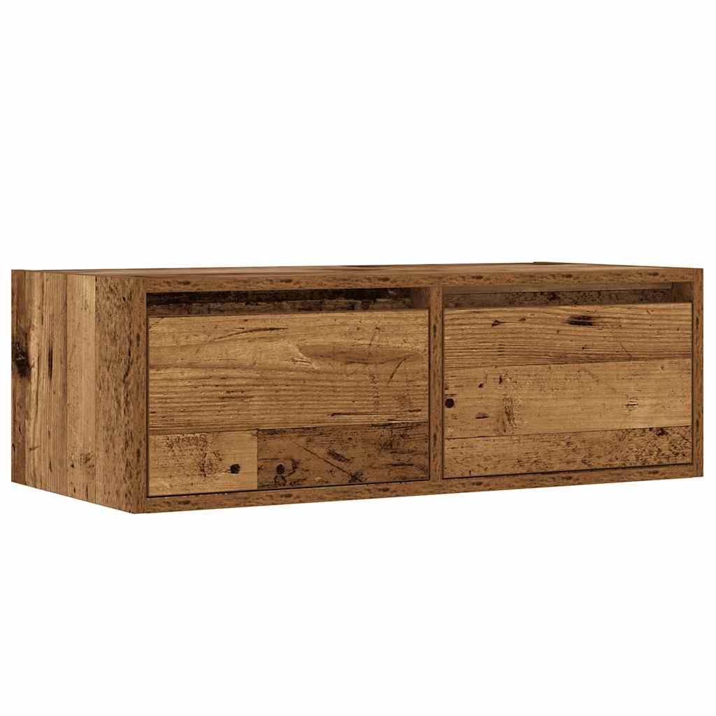 vidaXL Comodă TV cu lumini LED, lemn vechi, 75x35,5x25 cm vidaXL Comodă TV cu lumini LED, lemn vechi, 75x35,5x25 cm