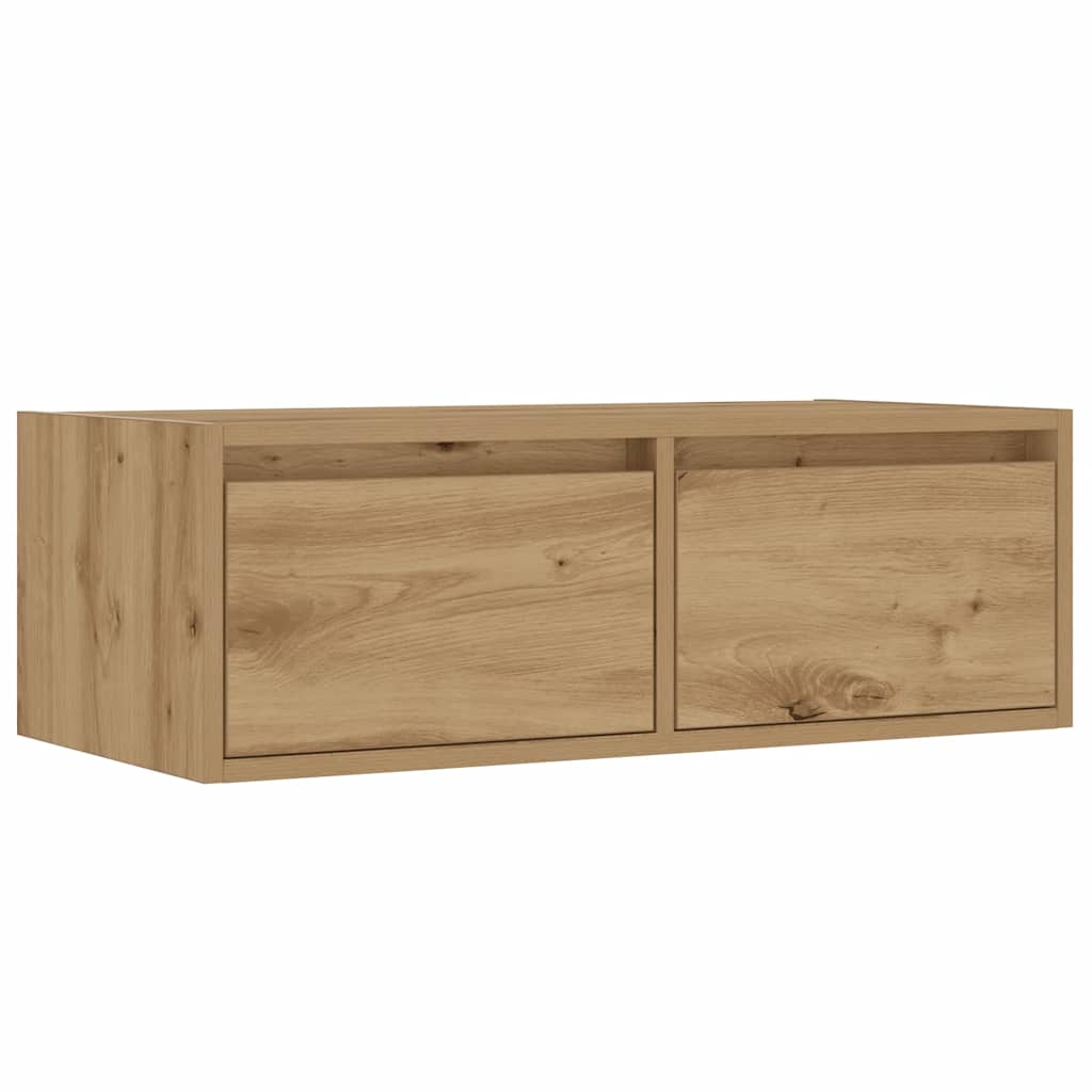 vidaXL Comodă TV cu lumini LED, stejar artizanal, 75x35,5x25 cm