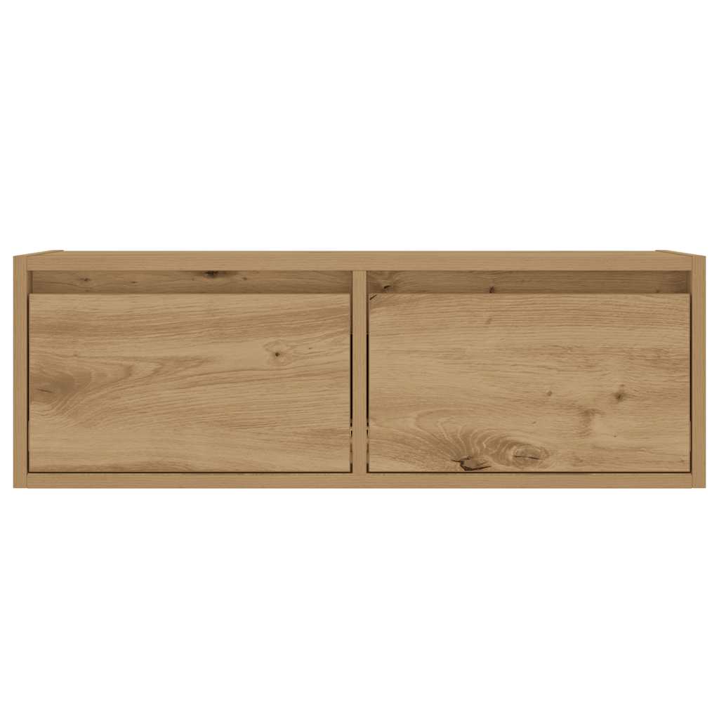 vidaXL Comodă TV cu lumini LED, stejar artizanal, 75x35,5x25 cm