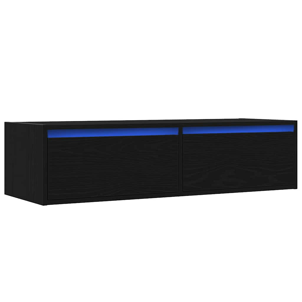 vidaXL Dulap TV cu lumini LED Stejar negru 100X35,5x25 cm vidaXL Dulap TV cu lumini LED Stejar negru 100X35,5x25 cm
