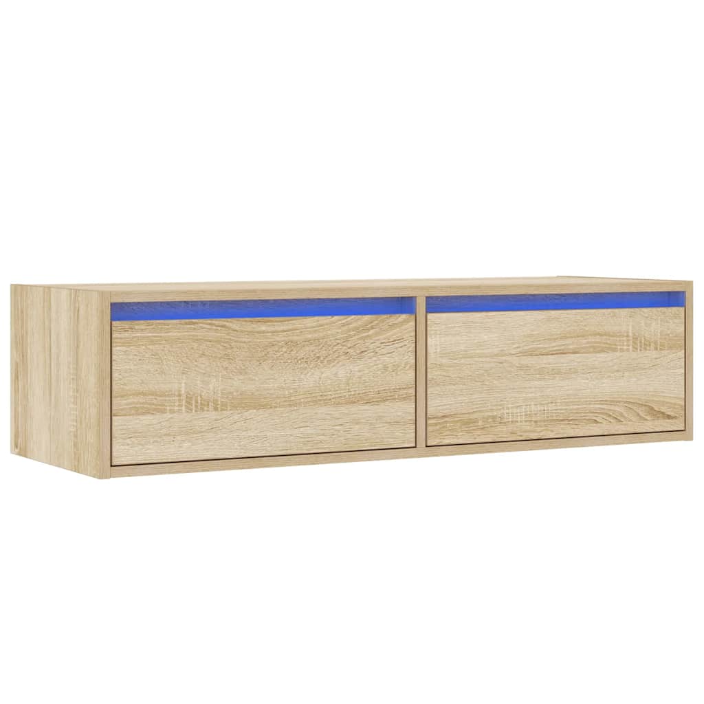 vidaXL Comodă TV cu lumini LED, stejar sonoma, 100X35,5x25 cm