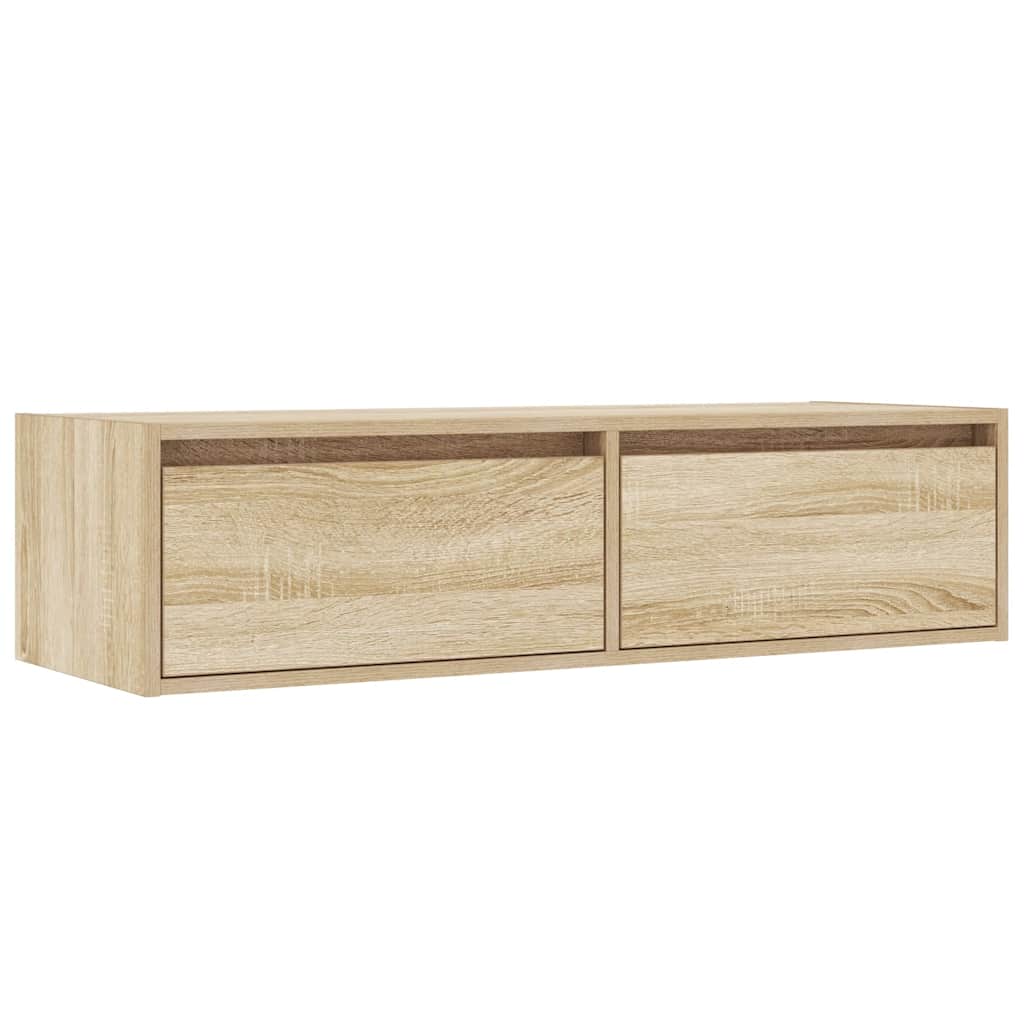 vidaXL Comodă TV cu lumini LED, stejar sonoma, 100X35,5x25 cm