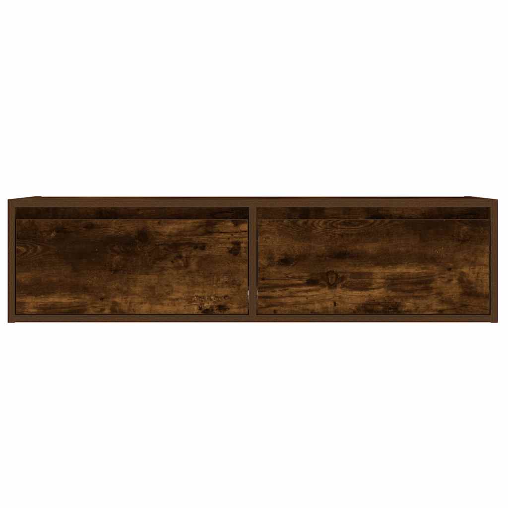vidaXL Comodă TV cu lumini LED, stejar fumuriu,100X35,5x25 cm