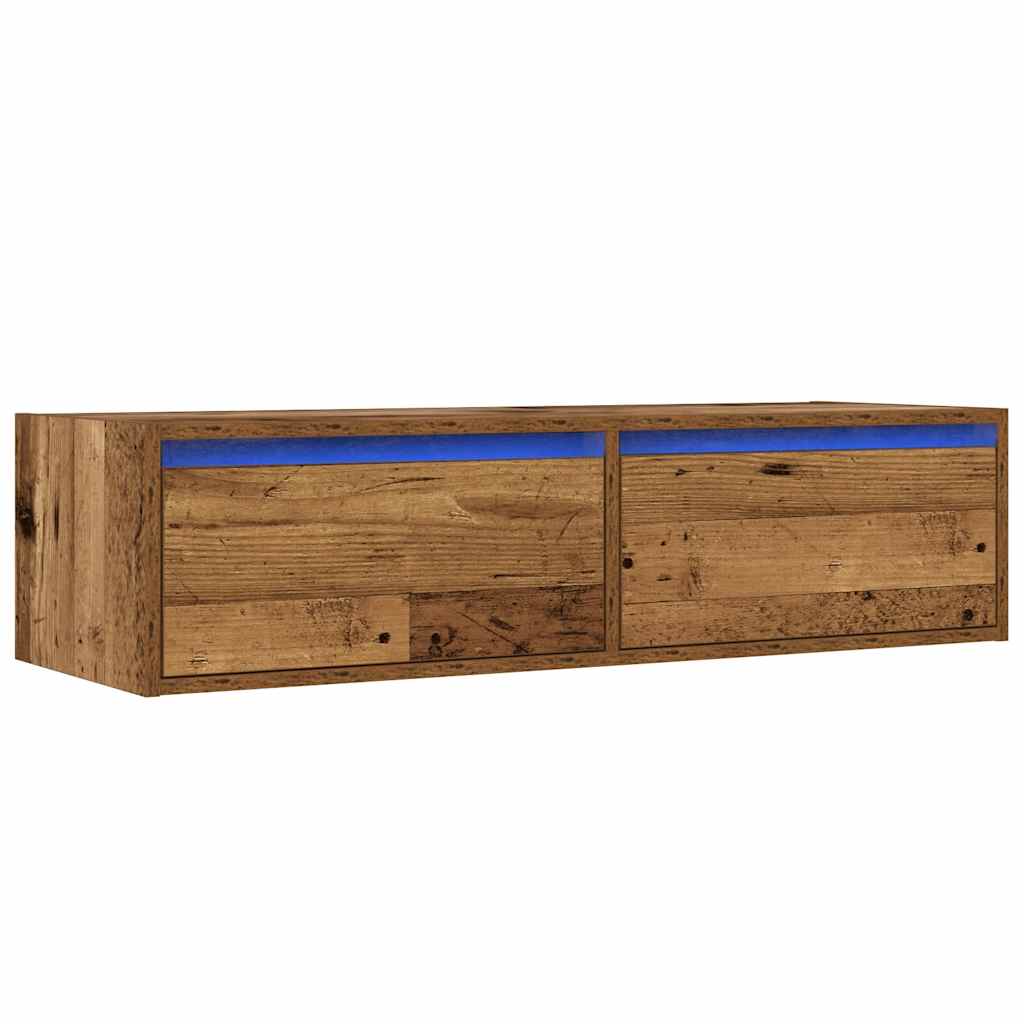 vidaXL Comodă TV cu lumini LED, lemn vechi, 100X35,5x25 cm vidaXL Comodă TV cu lumini LED, lemn vechi, 100X35,5x25 cm