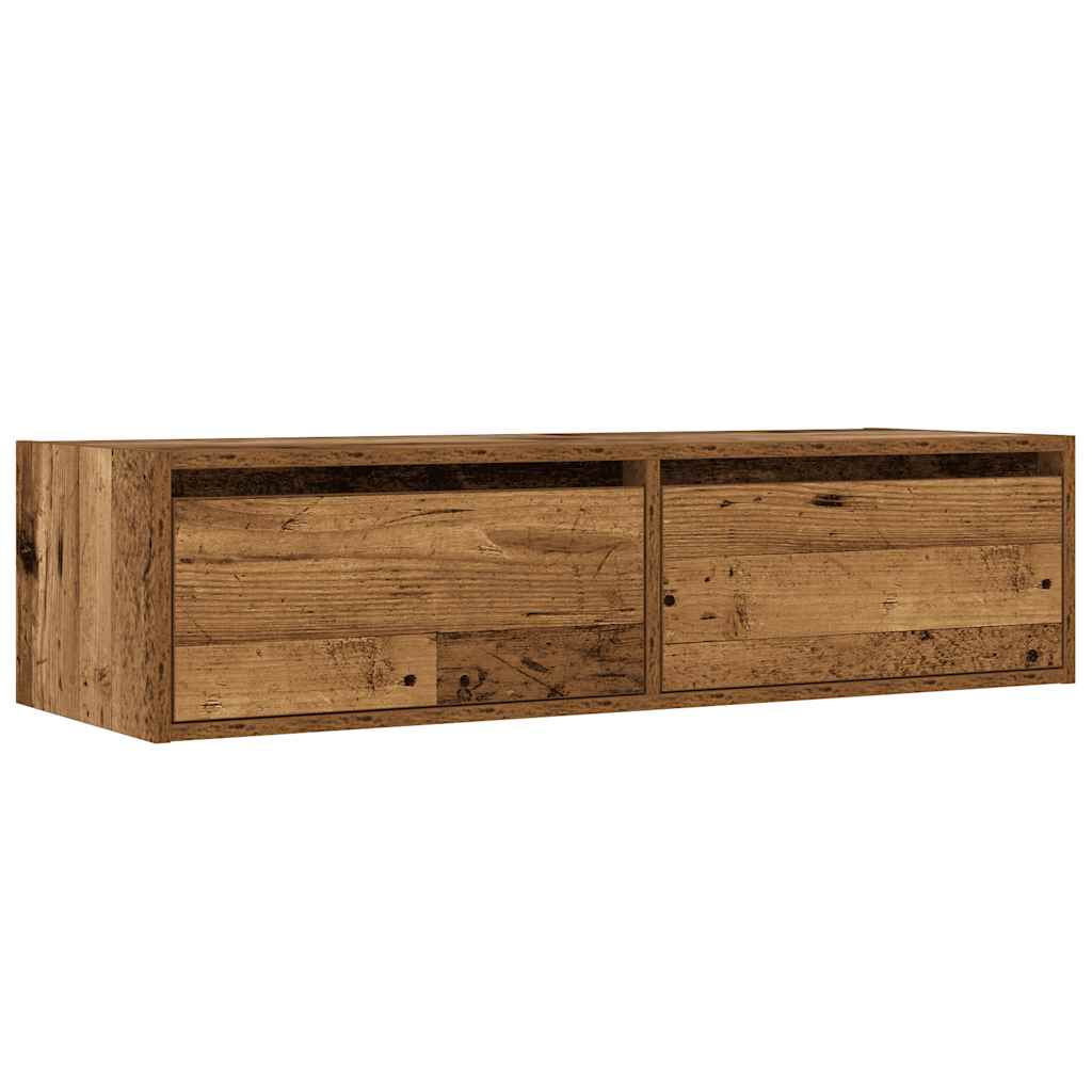 vidaXL Comodă TV cu lumini LED, lemn vechi, 100X35,5x25 cm vidaXL Comodă TV cu lumini LED, lemn vechi, 100X35,5x25 cm