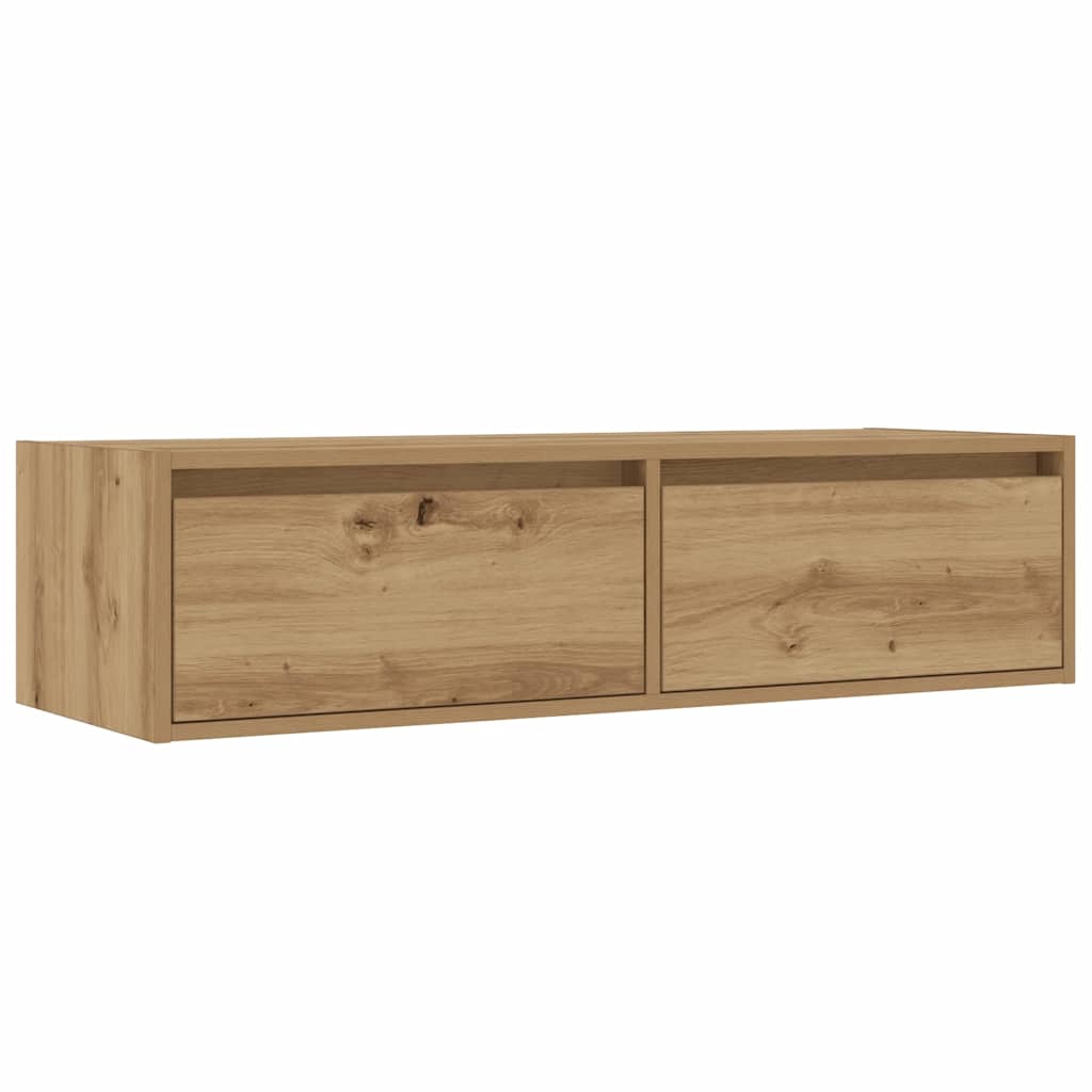 vidaXL Comodă TV cu lumini LED, stejar artizanal, 100X35,5x25 cm