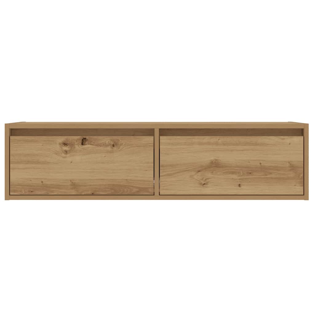 vidaXL Comodă TV cu lumini LED, stejar artizanal, 100X35,5x25 cm