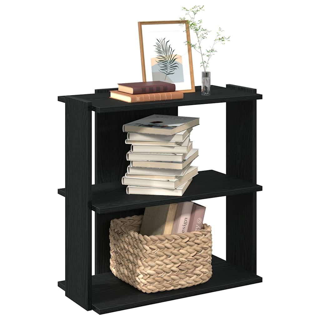 vidaXL Bibliotecă cu 3 niveluri, negru, 60x30x60 cm, lemn prelucrat vidaXL Bibliotecă cu 3 niveluri, negru, 60x30x60 cm, lemn prelucrat