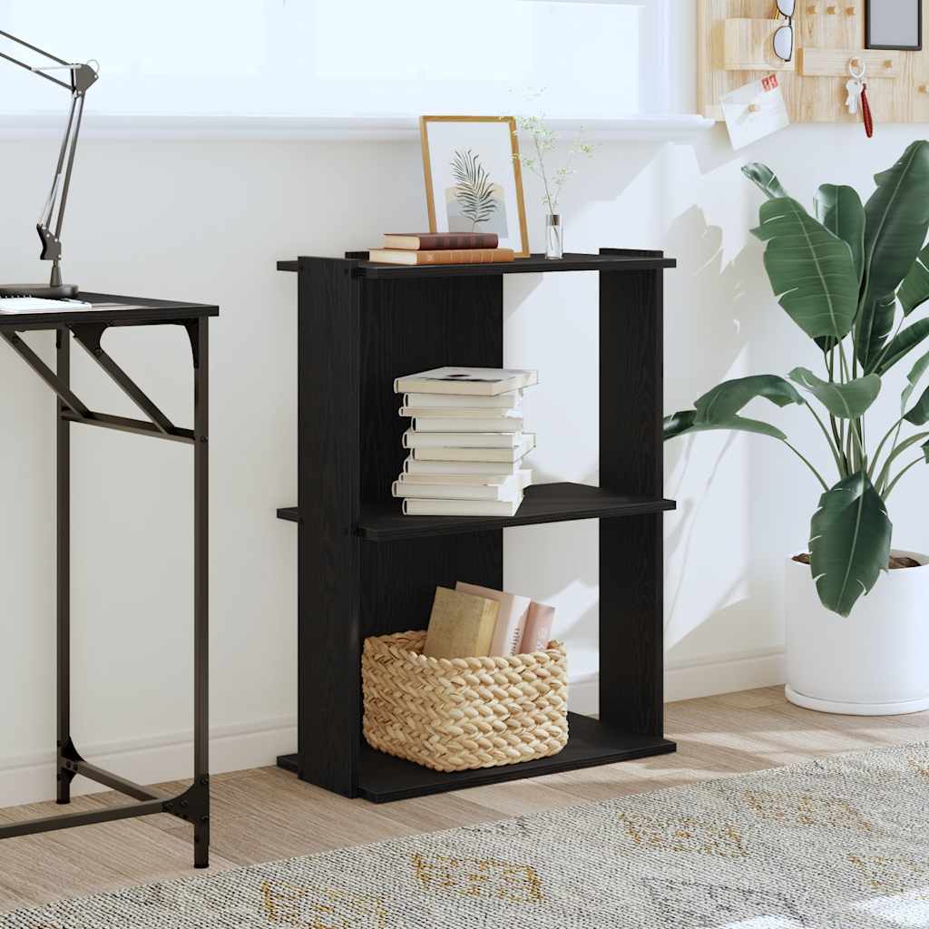 vidaXL Bibliotecă cu 3 etaje, negru, 60x30x80 cm, lemn de prelucrare vidaXL Bibliotecă cu 3 etaje, negru, 60x30x80 cm, lemn de prelucrare