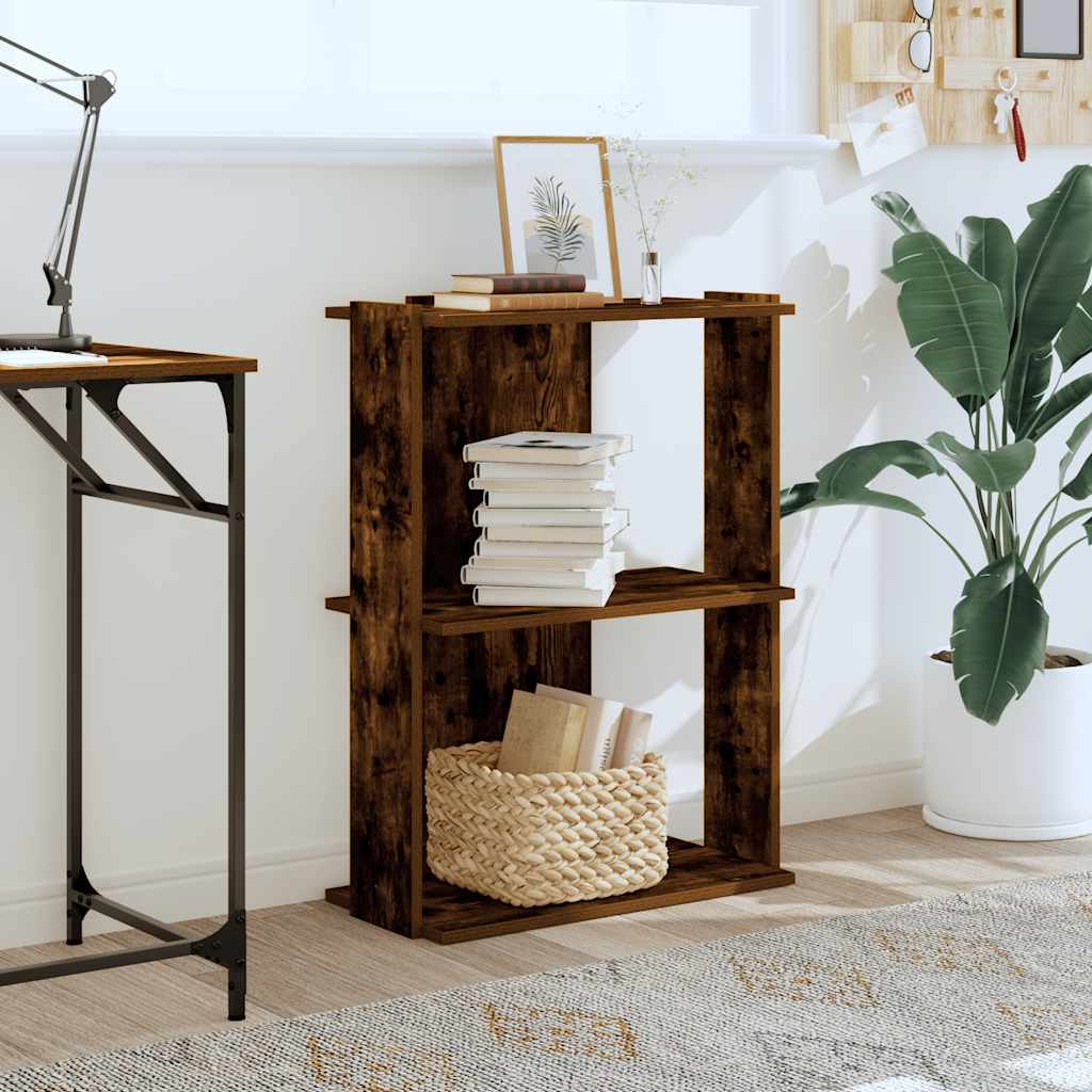 vidaXL Bibliotecă cu 3 etaje stejar afumat 60x30x80 cm lemn prelucrat vidaXL Bibliotecă cu 3 etaje stejar afumat 60x30x80 cm lemn prelucrat
