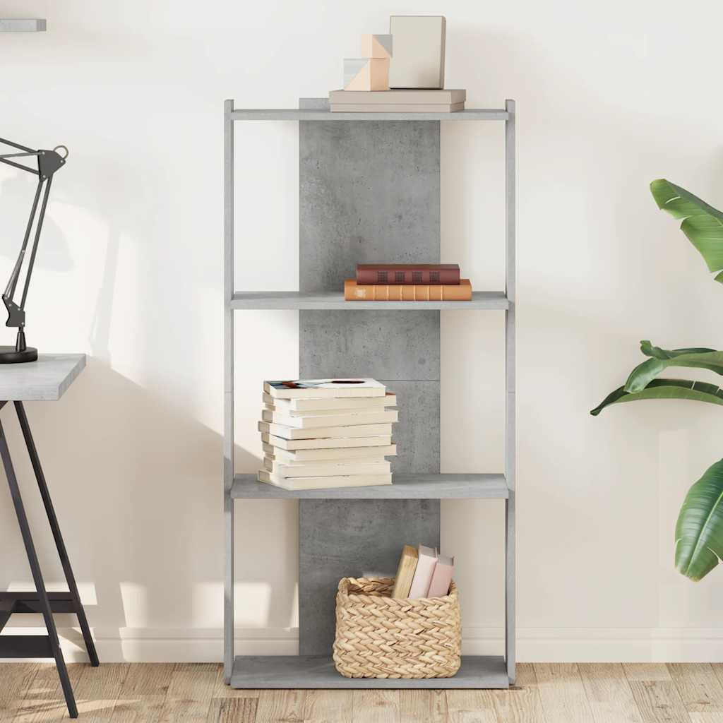 vidaXL Bibliotecă cu 3 niveluri, gri beton, 60x30x120cm lemn prelucrat vidaXL Bibliotecă cu 3 niveluri, gri beton, 60x30x120cm lemn prelucrat