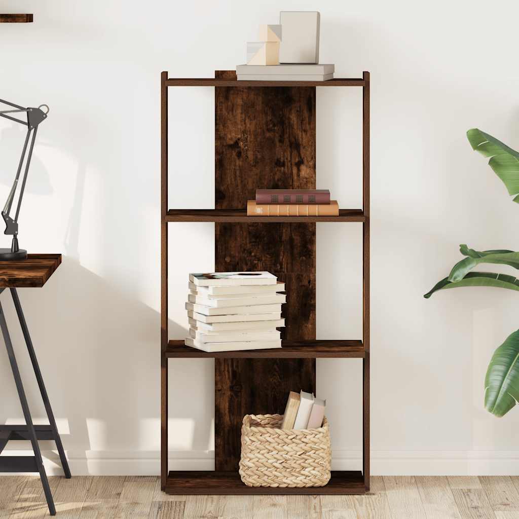 vidaXL Bibliotecă 3 niveluri stejar afumat 60x30x120 cm lemn prelucrat vidaXL Bibliotecă 3 niveluri stejar afumat 60x30x120 cm lemn prelucrat