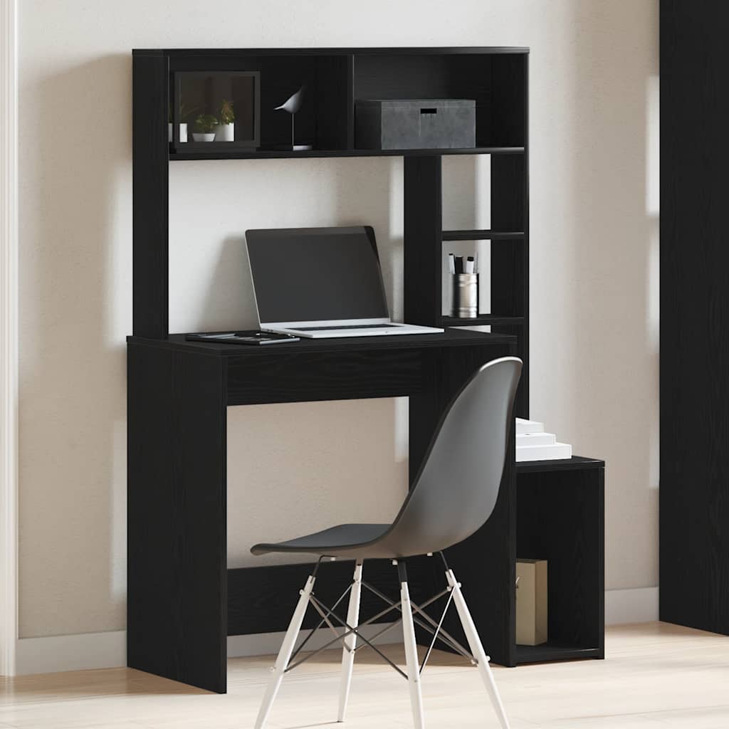 vidaXL Birou cu rafturi, negru, 100x45x140 cm, lemn compozit vidaXL Birou cu rafturi, negru, 100x45x140 cm, lemn compozit