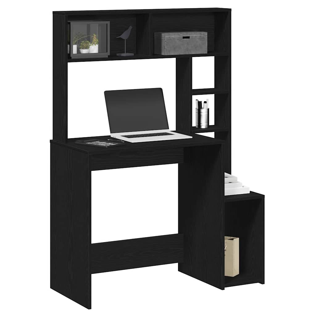 vidaXL Birou cu rafturi, negru, 100x45x140 cm, lemn compozit vidaXL Birou cu rafturi, negru, 100x45x140 cm, lemn compozit