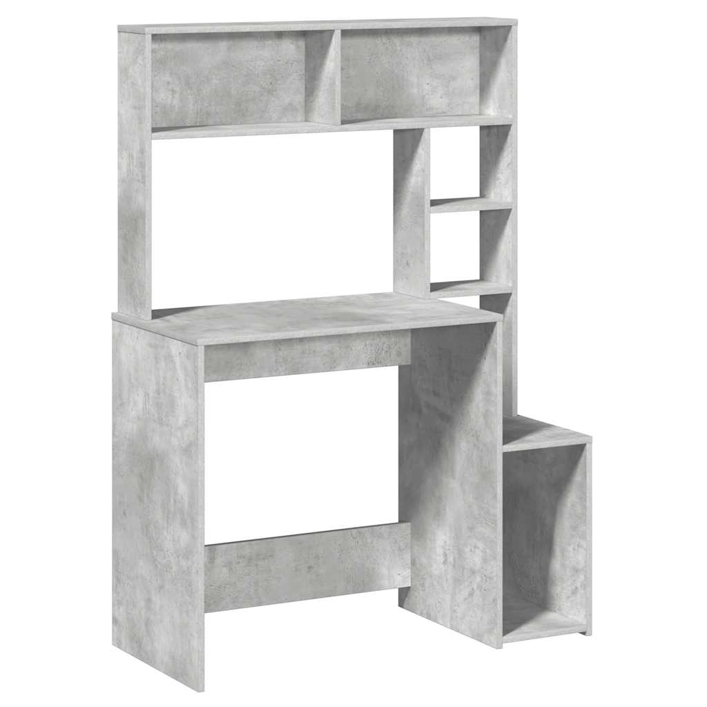 vidaXL Birou cu rafturi, gri beton, 100x45x140 cm, lemn compozit vidaXL Birou cu rafturi, gri beton, 100x45x140 cm, lemn compozit
