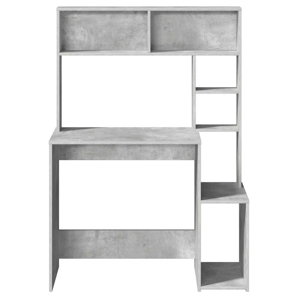 vidaXL Birou cu rafturi, gri beton, 100x45x140 cm, lemn compozit vidaXL Birou cu rafturi, gri beton, 100x45x140 cm, lemn compozit