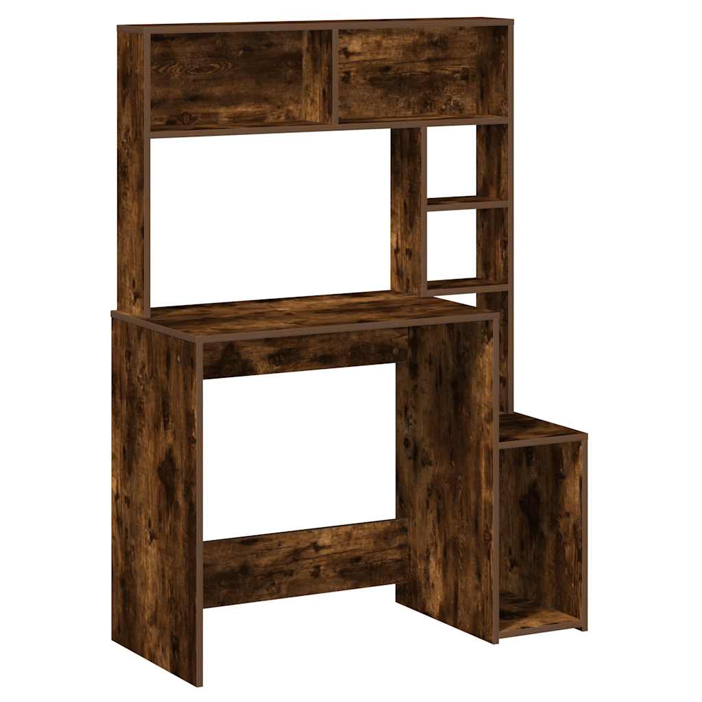 vidaXL Birou cu rafturi, stejar fumuriu, 100x45x140 cm, lemn compozit vidaXL Birou cu rafturi, stejar fumuriu, 100x45x140 cm, lemn compozit
