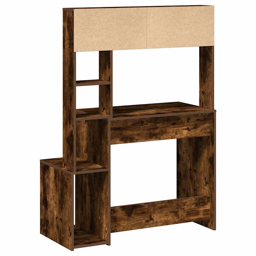 vidaXL Birou cu rafturi, stejar fumuriu, 100x45x140 cm, lemn compozit vidaXL Birou cu rafturi, stejar fumuriu, 100x45x140 cm, lemn compozit