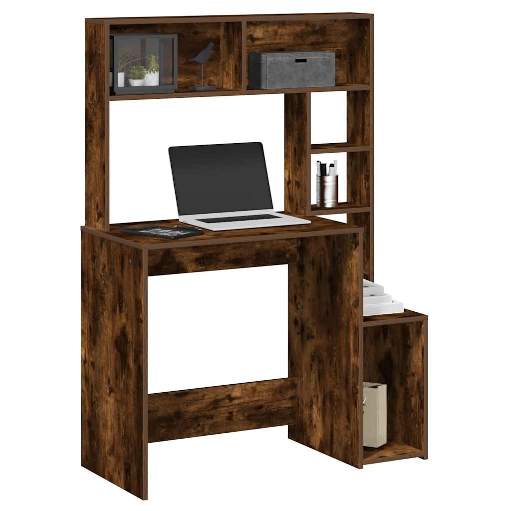 vidaXL Birou cu rafturi, stejar fumuriu, 100x45x140 cm, lemn compozit vidaXL Birou cu rafturi, stejar fumuriu, 100x45x140 cm, lemn compozit