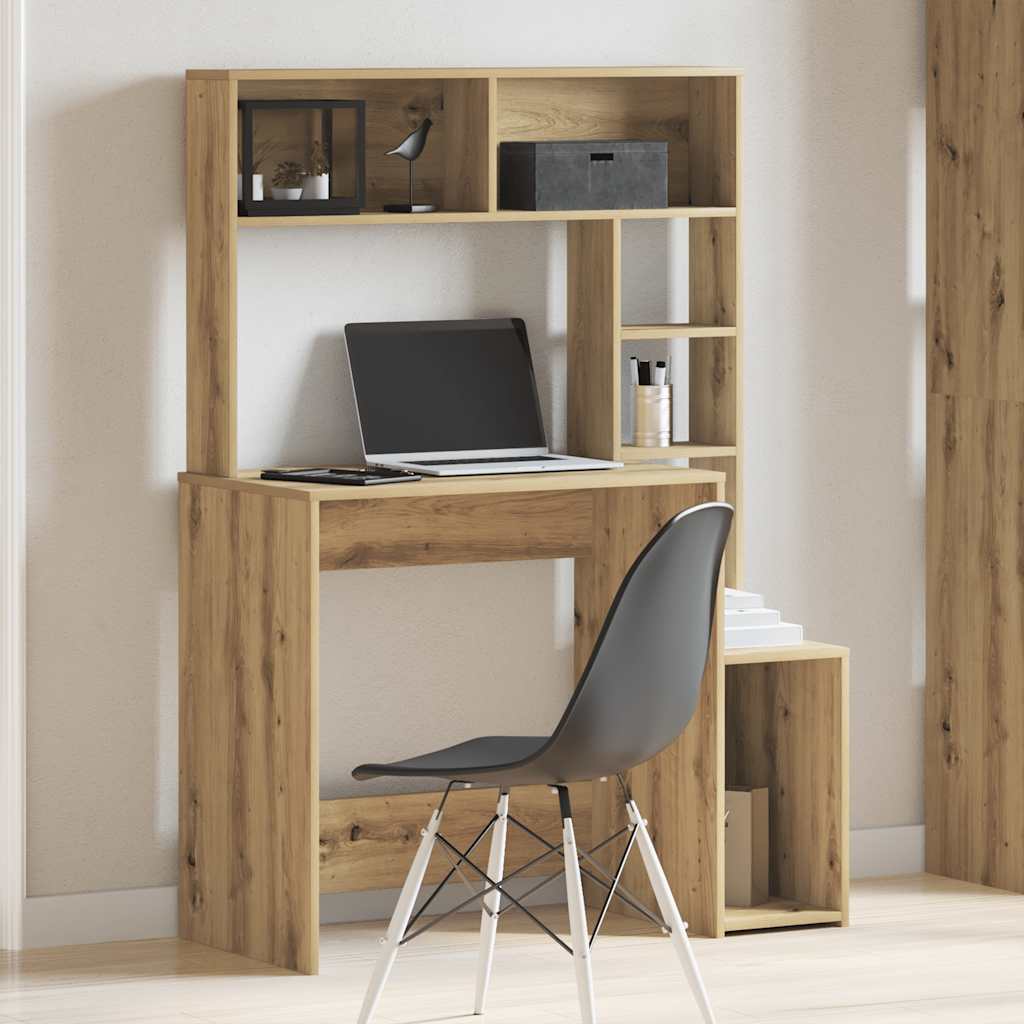 vidaXL Birou cu rafturi stejar artizanal 100x45x140 cm, lemn prelucrat vidaXL Birou cu rafturi stejar artizanal 100x45x140 cm, lemn prelucrat