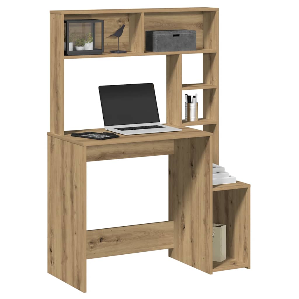 vidaXL Birou cu rafturi stejar artizanal 100x45x140 cm, lemn prelucrat vidaXL Birou cu rafturi stejar artizanal 100x45x140 cm, lemn prelucrat