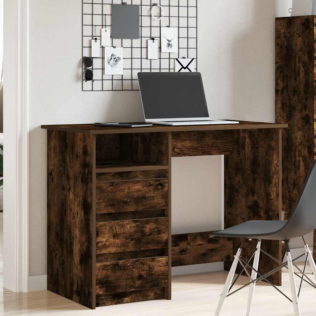 vidaXL Birou, stejar afumat, 102x50x75 cm, lemn compozit