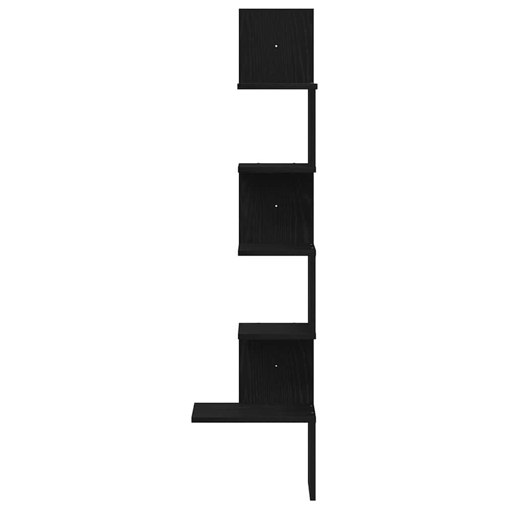 vidaXL Raft de perete pentru colț, negru, 32x32x127,5 cm PAL