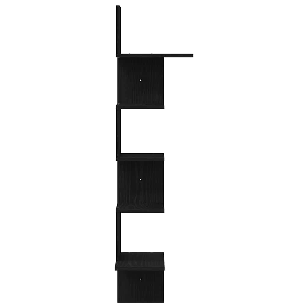 vidaXL Raft de perete pentru colț, negru, 32x32x127,5 cm PAL