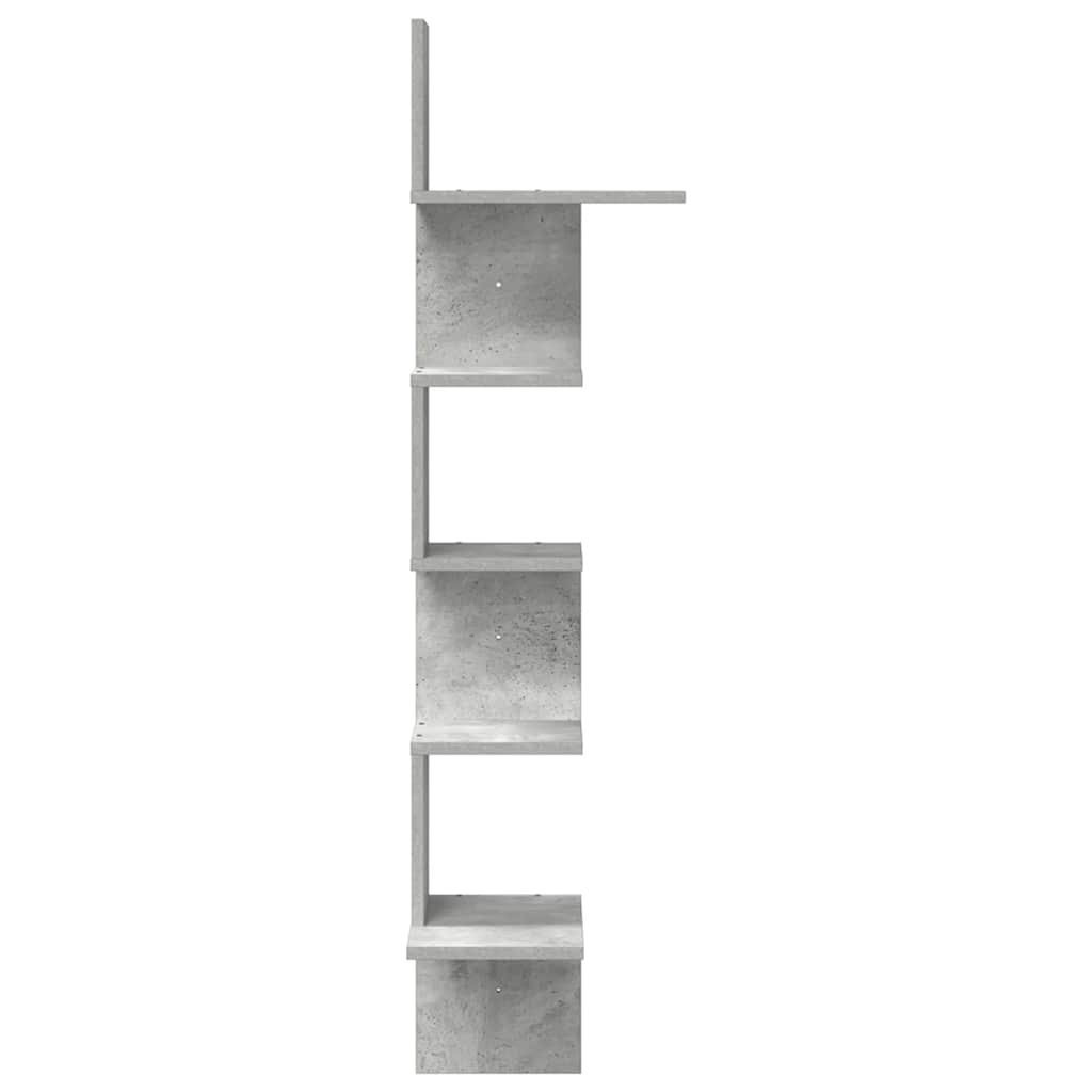 vidaXL Raft de perete pentru colț, gri beton, 32x32x127,5 cm, PAL vidaXL Raft de perete pentru colț, gri beton, 32x32x127,5 cm, PAL