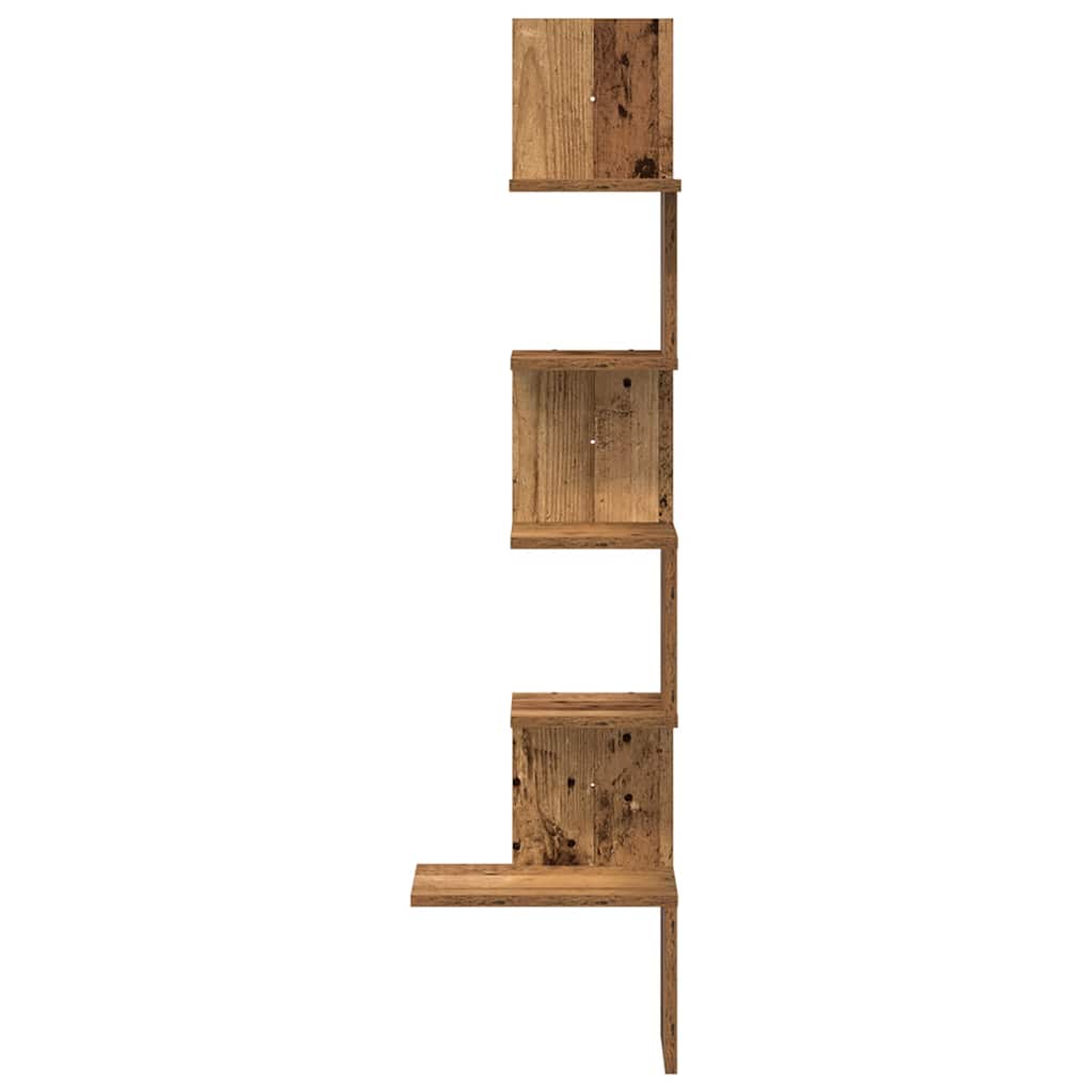 vidaXL Raft perete pentru colț lemn vechi 32x32x127,5cm lemn prelucrat
