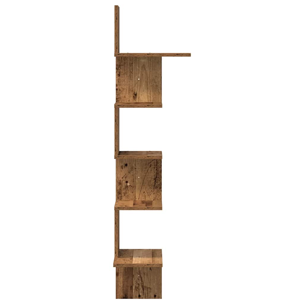 vidaXL Raft perete pentru colț lemn vechi 32x32x127,5cm lemn prelucrat