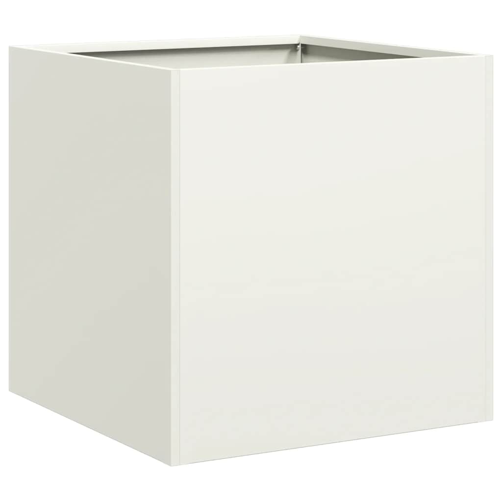 vidaXL Jardinieră, alb, 40x40x40 cm, oțel laminat la rece vidaXL Jardinieră, alb, 40x40x40 cm, oțel laminat la rece
