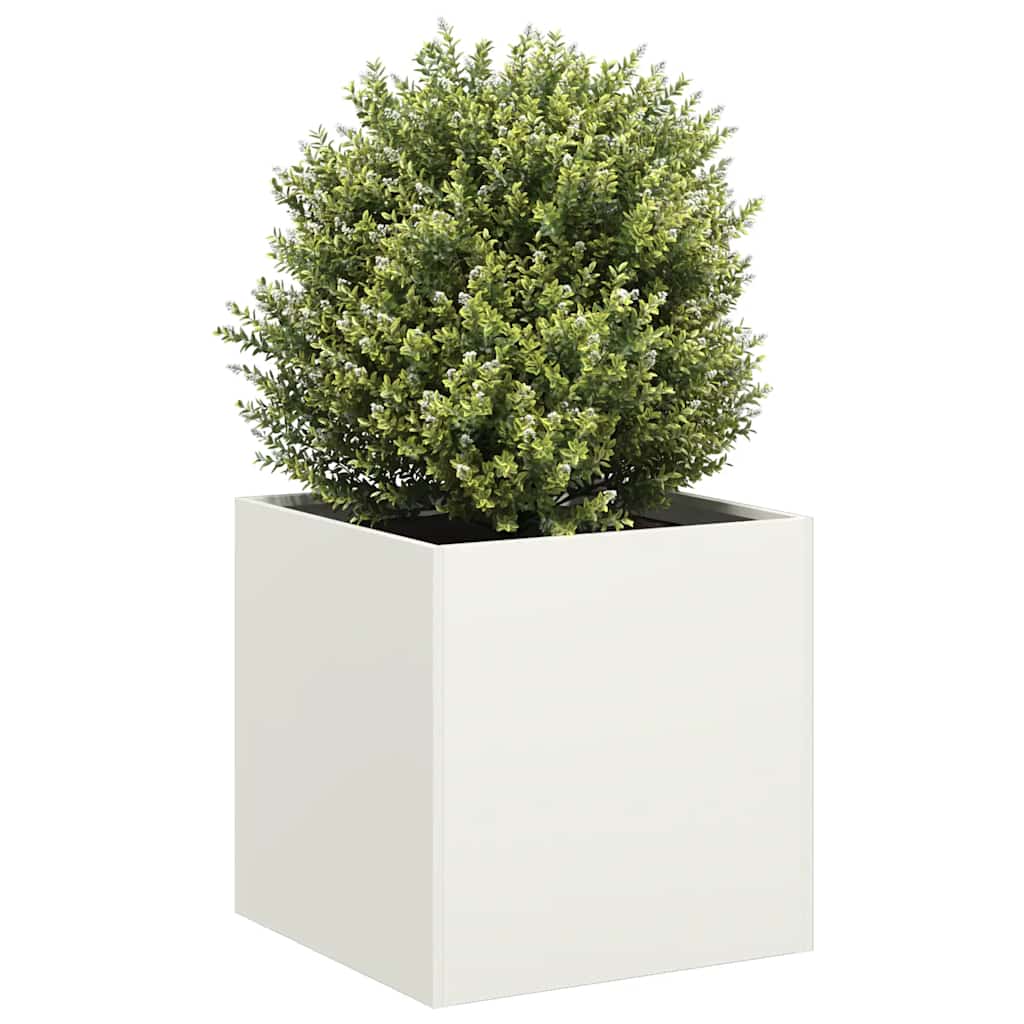 vidaXL Jardinieră, alb, 40x40x40 cm, oțel laminat la rece vidaXL Jardinieră, alb, 40x40x40 cm, oțel laminat la rece