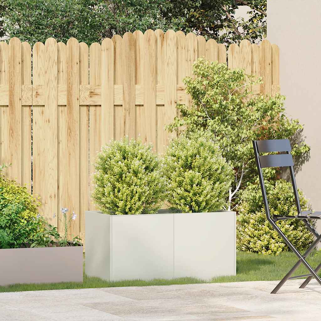 vidaXL Jardinieră alb 80x40x40 cm Oțel laminat la rece vidaXL Jardinieră alb 80x40x40 cm Oțel laminat la rece