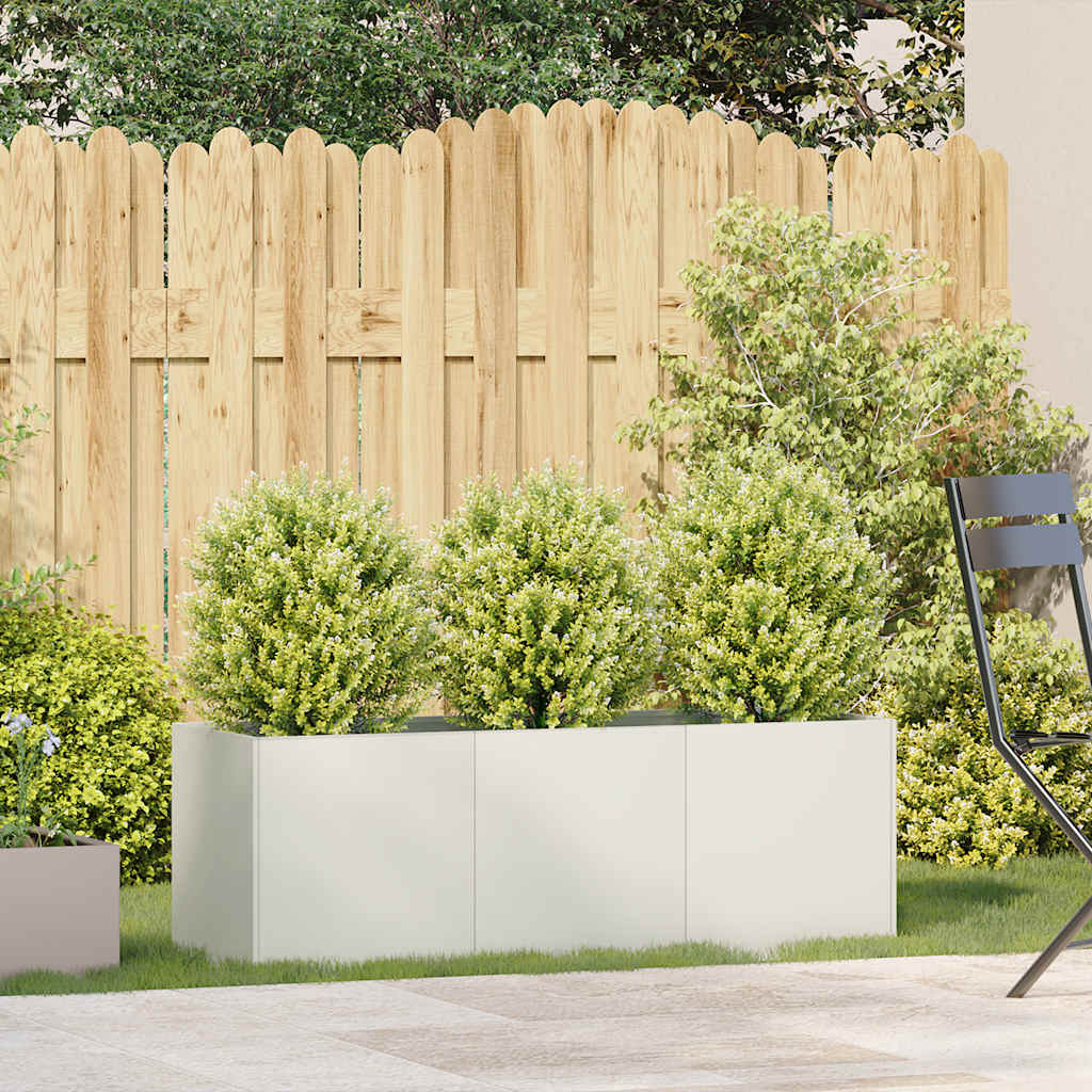 vidaXL Jardinier alb 120x40x40 cm Oțel laminat la rece